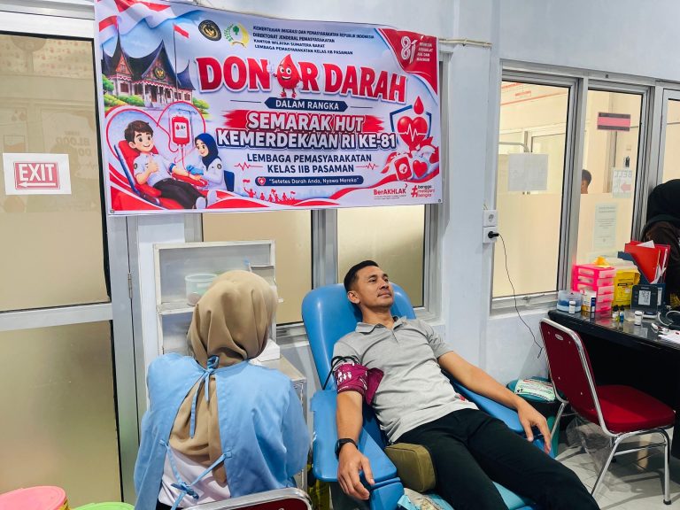 Semarak HUT ke-81 RI, Lapas Terbuka Pasaman Gelar Donor Darah Bersama PMI Pasaman Barat